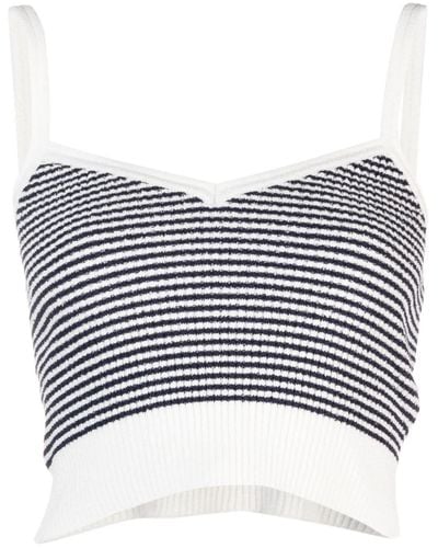 Sandro Striped Cropped Knitted Top - Blue