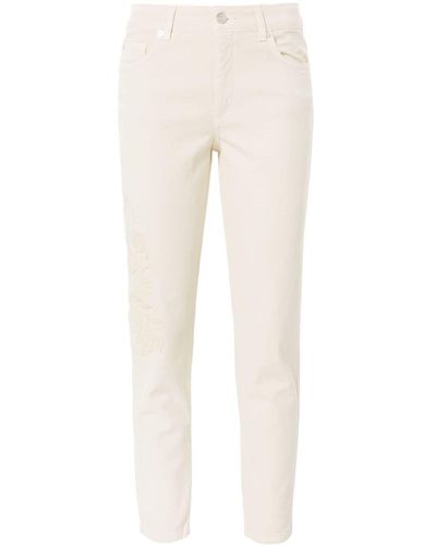 ERMANNO FIRENZE Floral-embroidery Tapered Jeans - ナチュラル