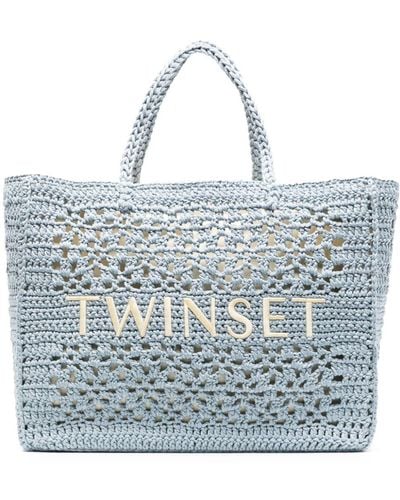 Twin Set Bohémien Crochet-knit Tote Bag - Grey
