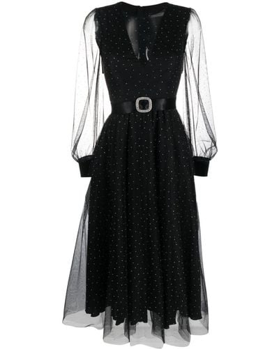 Nissa ビジュートリム ドレス - ブラック