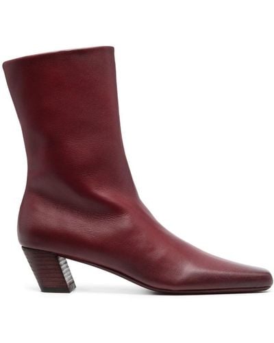Marsèll 45mm Square-toe Leather Boots - Red