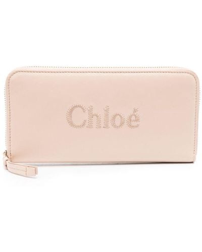 Chloé Sense Logo-embroidered Wallet - Pink