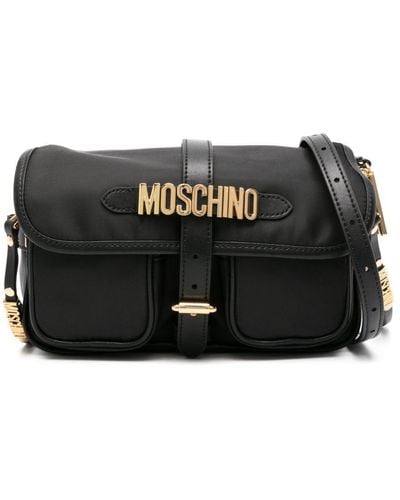 Moschino Buckled Logo-lettering Crossbody Bag - Black