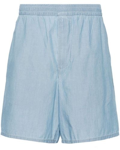 Prada Triangle-patch Elasticated-waist Shorts - Blue