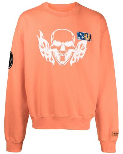 Heron Preston Sweatshirt mit Totenkopf-Print - Orange