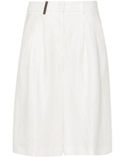 Peserico Linen High-waisted Shorts - White