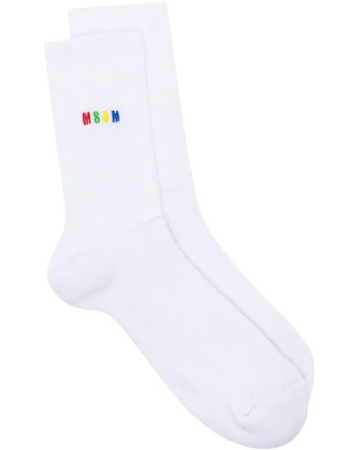 MSGM Socken mit Logo-Stickerei - Weiß