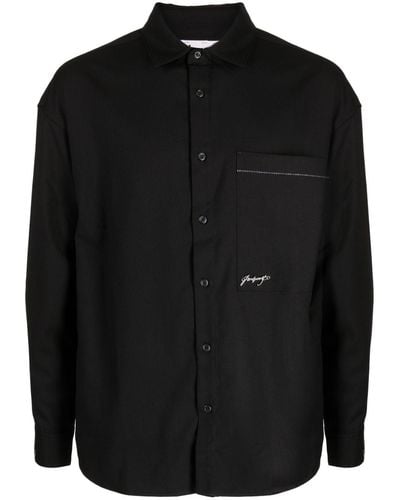 Izzue Bead-embellished Badge-detail Shirt - Black
