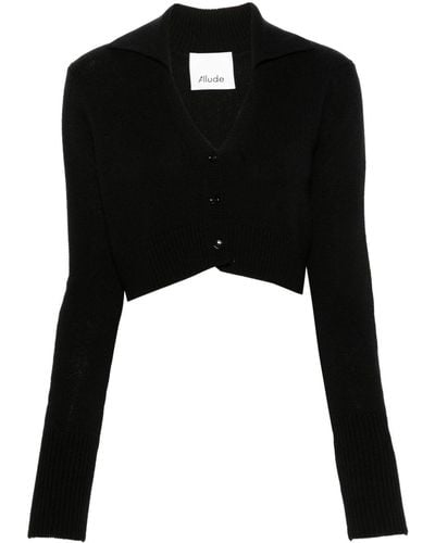 Allude Spread-collar Cashmere Cardigan - Black