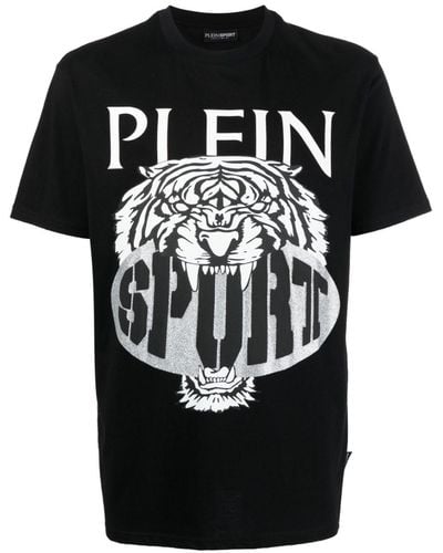 Philipp Plein Camiseta SS Tiger con cuello redondo - Negro