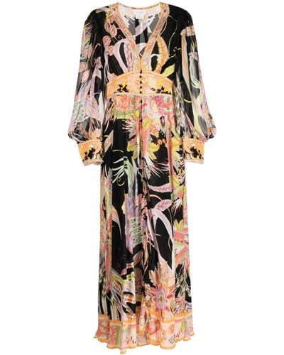 Camilla Abstract-pattern Print Silk Dress - Black