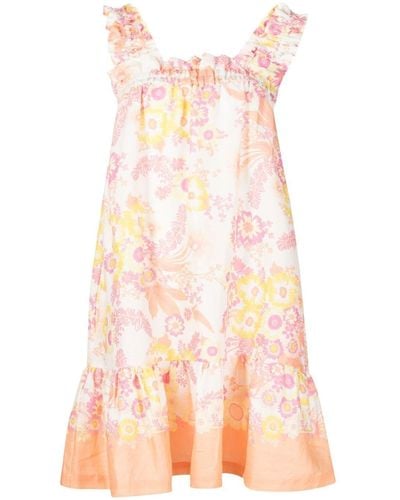 Ephemera Gesmoktes Kleid mit Blumen-Print - Pink