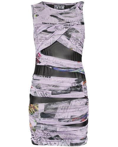 Versace Asymmetrisches Kleid mit Drapierung - Grau