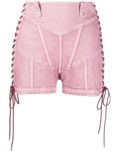 Jean Paul Gaultier Jeans-Shorts mit Schnürung - Pink