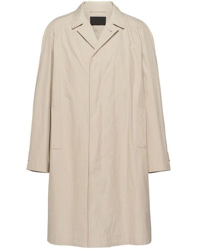 Prada Manteau en coton à simple boutonnage - Neutre