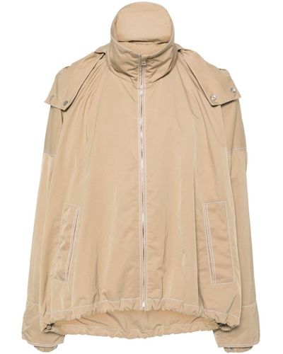 Bottega Veneta Hooded Contrast-stitching Jacket - Natural