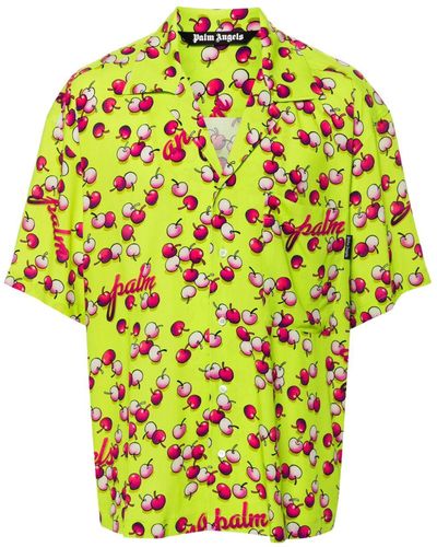 Palm Angels Cherry-print Shirt - Yellow