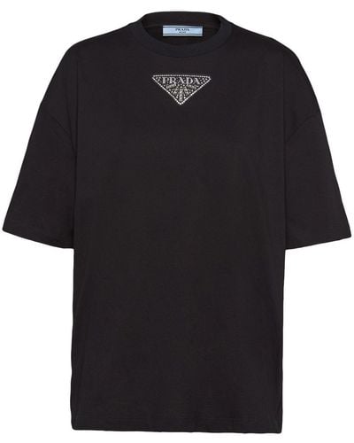 Prada Embroidered-logo T-shirt - Black