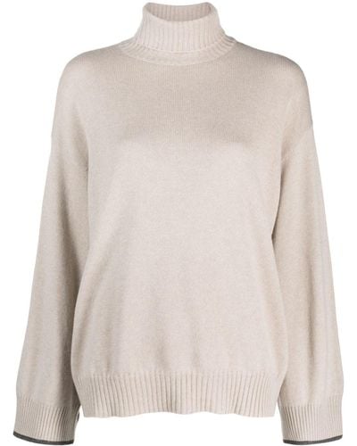 Brunello Cucinelli Fine-knit Cashmere Sweater - Natural