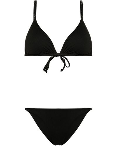 Fisico Triangel-Bikini mit strassverzierten Trägern - Schwarz