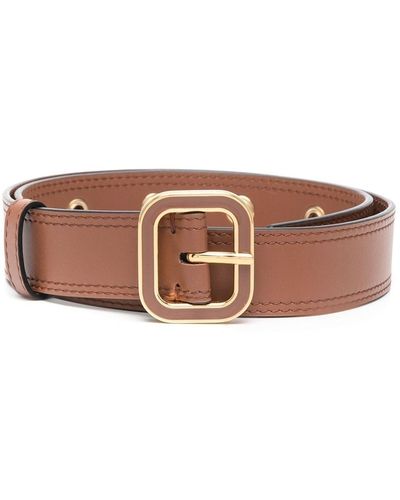 Marni Enamel Buckle Leather Belt - Brown