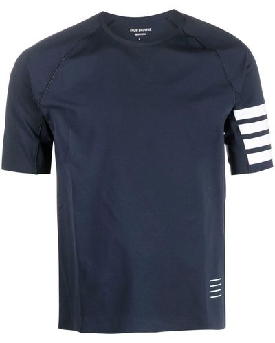 Thom Browne T-shirt con dettaglio a 4 righe - Blu