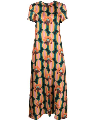 La DoubleJ Kleid aus Seide mit Print - Orange