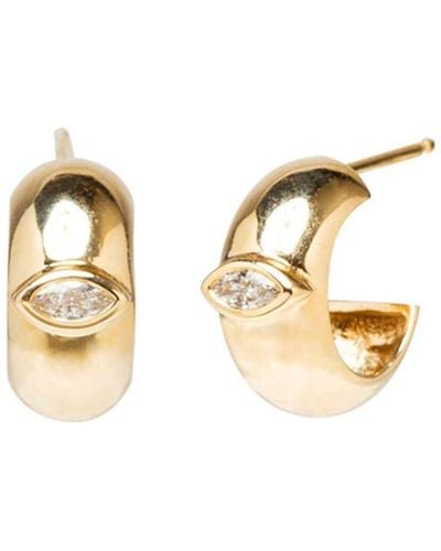 Zoe Chicco 14kt Yellow Gold Half-hoop Diamond Earrings - Metallic
