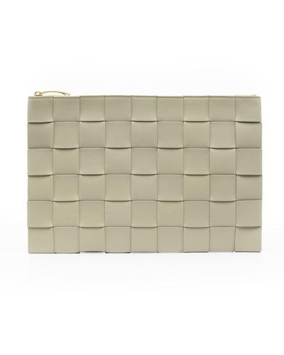 Bottega Veneta Intrecciato Clutch Met Rits - Naturel