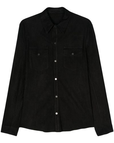 Salvatore Santoro Suede Leather Shirt Jacket - Black