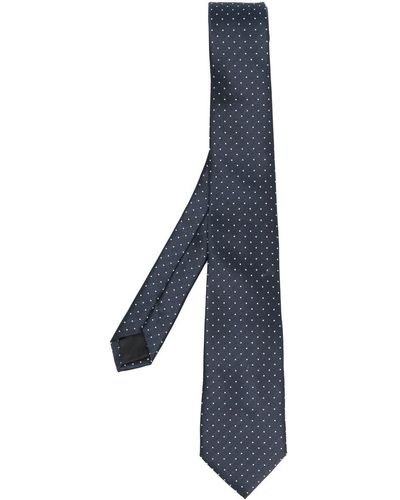 Lanvin Polka Dot Embroidered Silk Tie - Blue