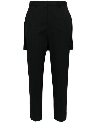 Undercover High Waist Cropped Broek Met Krijtstreep - Zwart