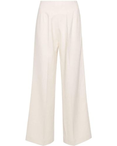 Sandro High-waisted Canvas Palazzo Trousers - White