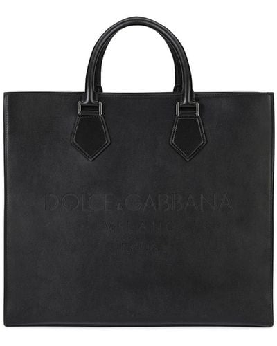 Dolce & Gabbana Edge Logo-embossed Shopper Bag - Black