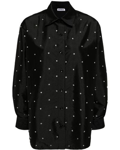 BATSHEVA Crystal-embellished Long-sleeve Shirt - Black
