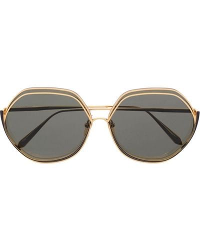 Linda Farrow Rounded Hexagonal-frame Sunglasses - Grey