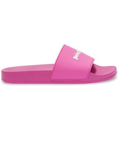 Palm Angels Logo-appliqué Flat Slides - Pink
