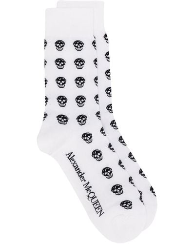 Alexander McQueen Socken mit Totenköpfen - Weiß