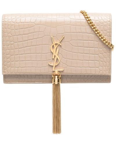Saint Laurent Small Kate Leather Clutch Bag - Natural
