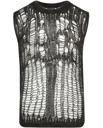 Rick Owens Maglia Spider Knitted Sweater Vest - Black