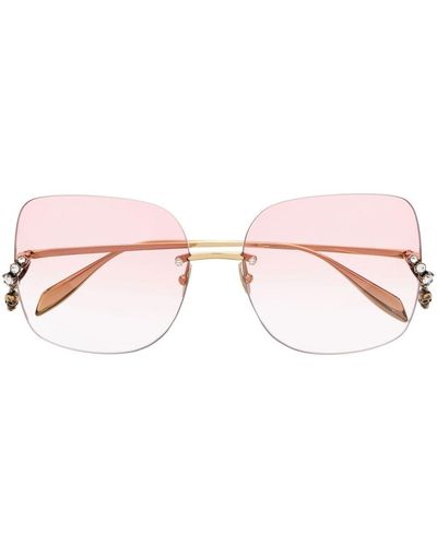 Alexander McQueen Tinted Lens Square Frame Sunglasses - Pink