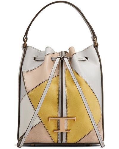 Tod's T Timeless Patchwork Bucket Bag - White