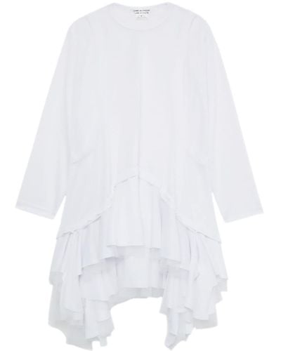 Comme des Garçons Round-neck Tiered T-shirt Dress - White