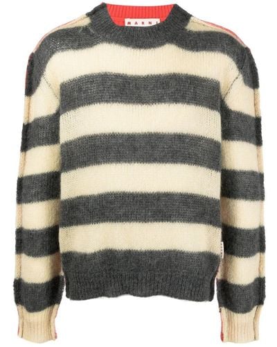 Marni Gestreifter Strickpullover - Grau