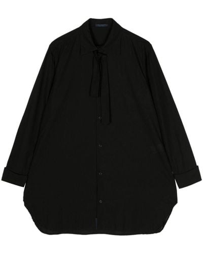 Yohji Yamamoto Pussy-bow Cotton Shirt - Black