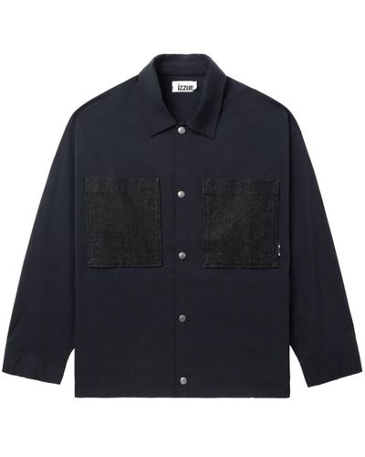 Izzue Druckknopf-Hemd mit aufgesetzter Tasche - Blau