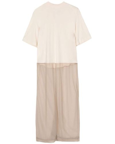 Toga Panelled Short-sleeve Dress - ナチュラル