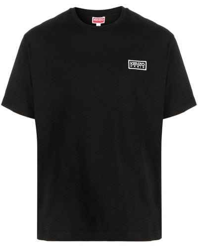KENZO T-shirt en coton à logo brodé - Noir
