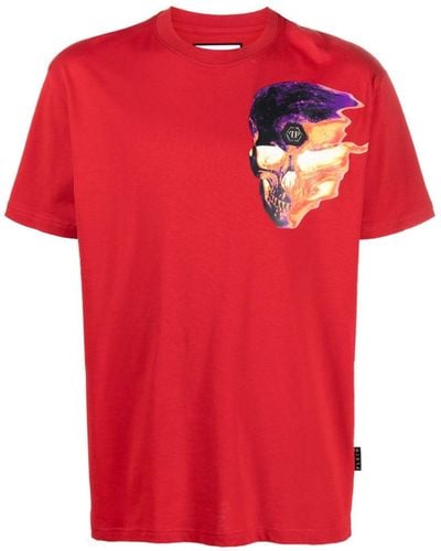 Philipp Plein T-Shirt mit Totenkopf-Print - Rot