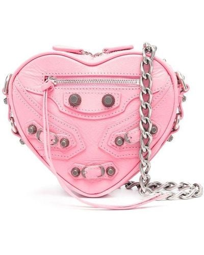 Balenciaga Mini Le Cagole Heart Leather Crossbody Bag - Pink